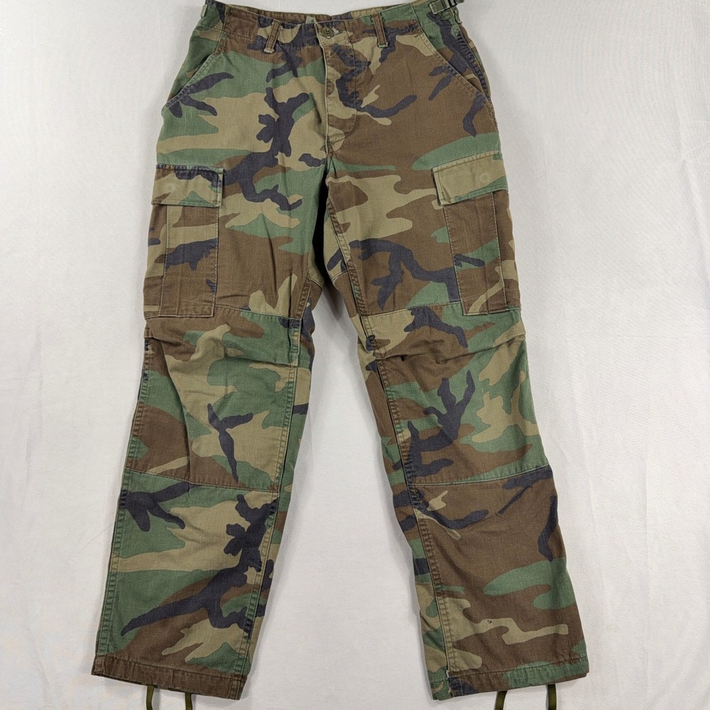 Propper International Cargo Pants Woodland Camo Button Fly Green Men Small Short